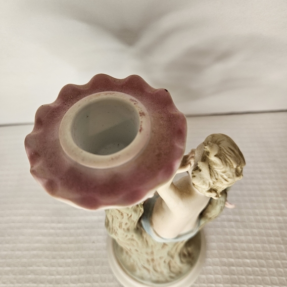 VTG CANDSREA JAPAN PORCELAIN CANDLESTICK CHERUB 7" DESIGN REGESTRED 6169 - Picture 9 of 14